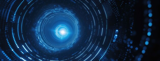 Abstract Futuristic Blue Technology Tunnel Background