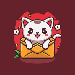 flat_logo_of_chibi_cat_isolated_on_a_red_lucky