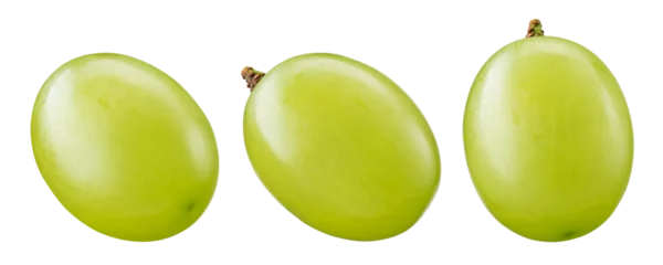 Foto op Canvas Grape. Green grapes isolated on transparent or white. Fresh green grape macro. Grapes transparent PNG. © MarcoFood