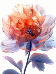  a digital photo of cinematic realism Peony, Muted glow opal white color margarite, iridescent opalescent colours