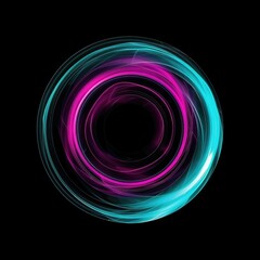 Abstract Neon Light Circles on Black Background