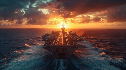 A striking image of a nuclear powered aircraft carrier。 - obrazy, fototapety, plakaty