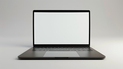 Realistic laptop mockup with a white screen. A modern laptop with a blank screen
