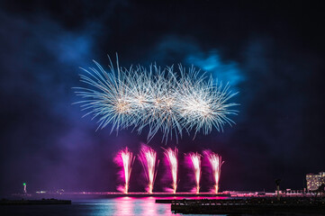 Fireworks over the sea in Atami-shi in Japan