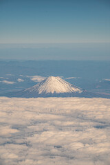 Plane View of Mountain Fuji surrounded by sea of clouds, Japan