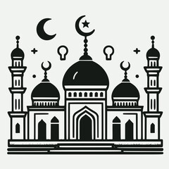 Islamic design of mosque with crescent vector