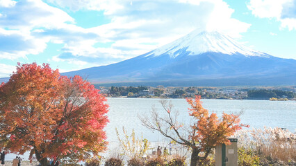 Autumn Season of Mountain Fuji at lake Kawaguchiko, Japan