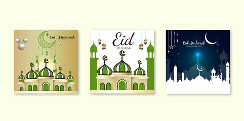 Eid  al-fitr collection for islamic instagram Illustration background design.