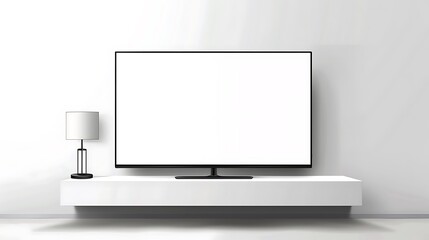 TV flat screen lcd or oled, plasma, realistic illustration, White blank monitor mockup