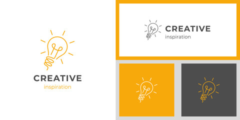 Light bulb lamp logo idea technology symbol, inspiration, creativity, innovation, energy logo design