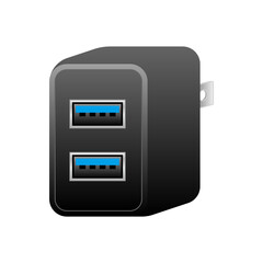 黒いUSB充電器_USBタイプA 3.0 2ポート