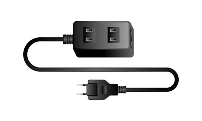 黒い電源アダプタ _2口差込口