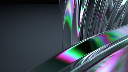 Crystal and Glass Chrome Refraction and Reflection Clear Mystical Elegant Modern 3D Rendering Abstract Background