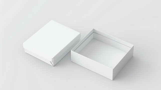 White opened and closed rectangle folding gift box mock up 