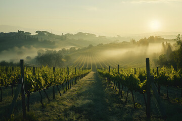 Dawn's Embrace Over Tuscan Vineyards