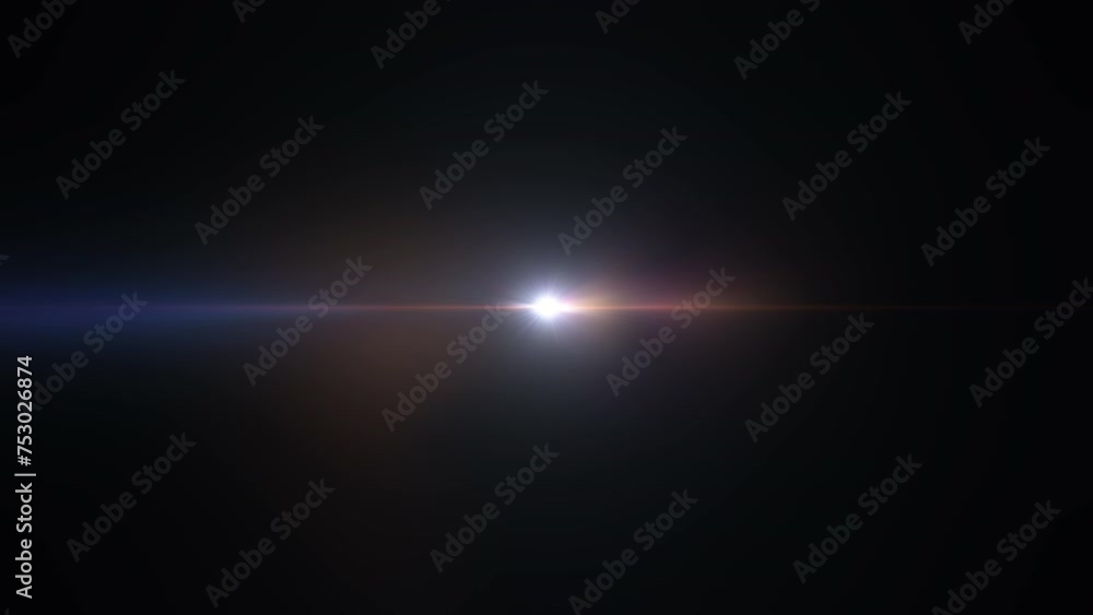 Poster abstract loop flickering center colorful glow star optical light lens flares animation on black back