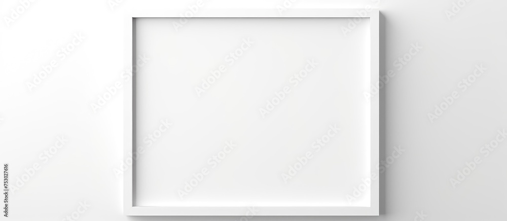 Poster empty square picture frame mockup template on white background