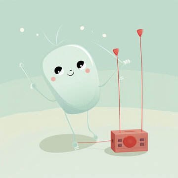 Cute Theremin isolated background pastel