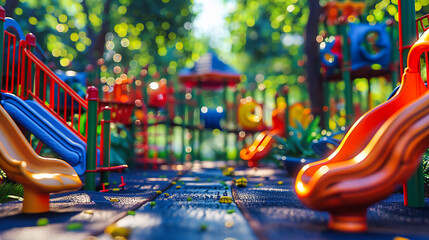 A Burst of Joy, Childhood Adventures in a Colorful Playground, Embracing Fun and Freedom Under the Sun