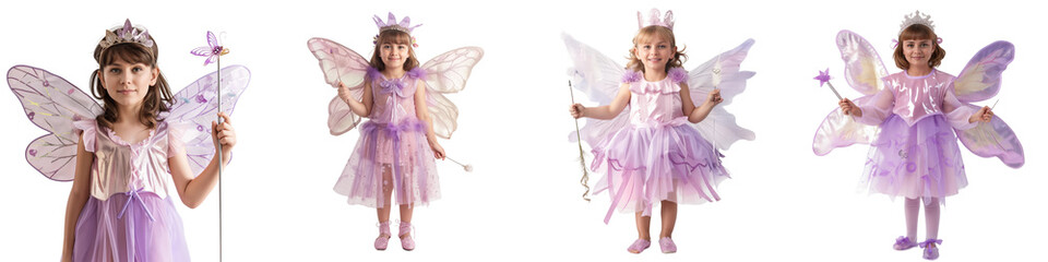 Fototapeta premium Fairy Girl with Wings on Transparent Background