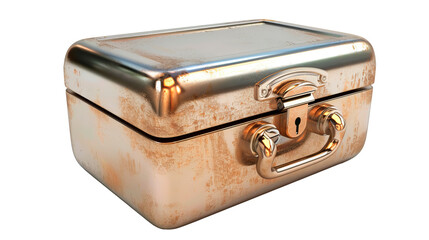 Fototapeta premium Vintage Metal Lunch Box With Classic Latch Design - Transparent background, Cut out