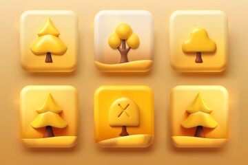 Close-up, Collection 3d cute tree icon
