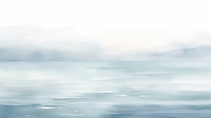 Fototapeta premium Calm watercolor seascape, minimalist background with tranquil blue tones
