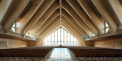 Fototapeta premium A large, empty auditorium with a slanted roof