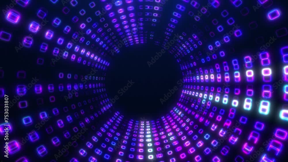 Poster digital futuristic tunnel or travel in time and space. bright tunnel, warp speed, wormhole. seamless