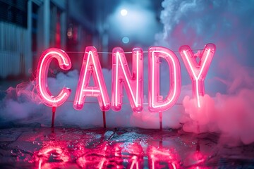 Candy in neon letters