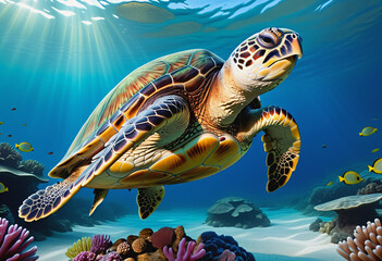 Turtle under the sea