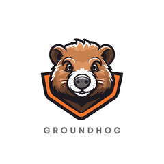 Groundhog mascot logo design. Vector Groundhog Cartoon Character. Happy Groundhog Day Vector Illustration