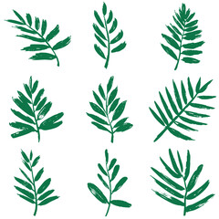 Grüne Pinselstrich-Pflanzen: Minimalistische Vektorillustrationen