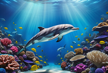 Fototapeta premium dolphins under the sea