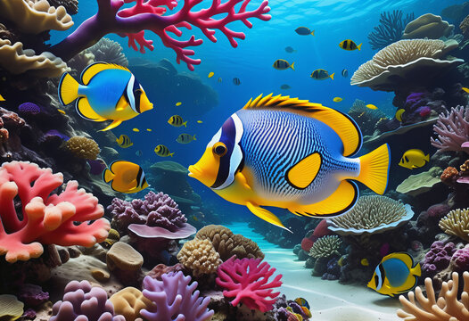 Beautiful colorful underwater fish