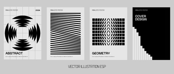 Posters with silhouette minimalistic basic figures, extraordinary graphic assets of geometrical shapes swiss style, Modern minimal monochrome print brutalist. - obrazy, fototapety, plakaty
