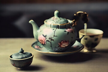 teapot and cups