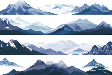 Mountains tiles collection isolated vector style
