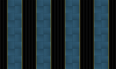 Flat vector design with blue and black concept, vertical stripes with woven and striped motifs.