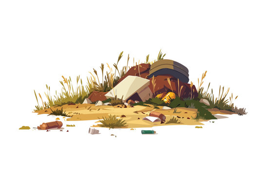 trash pile in field isolated vector style