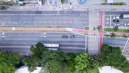 Aerial view of Avenida Brigadeiro Faria Lima, Itaim Bibi. Iconic commercial buildings in the...