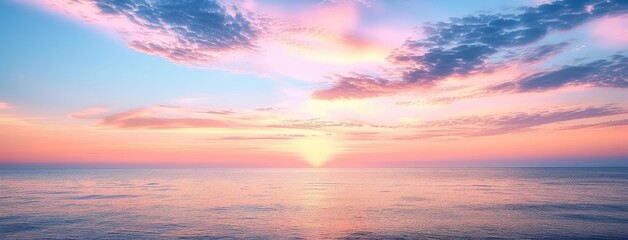 Serene Sea Sunset with Vivid Cloudscape