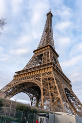 The Eiffel Tower is a tall, brown structure with a lot of detail