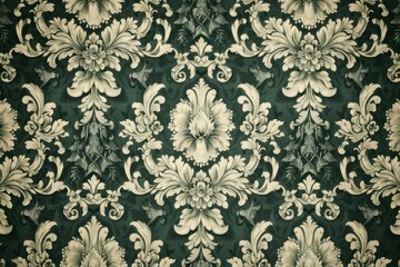 Seamless classic wallpaper, vintage floral pattern on green background