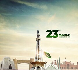 23rd March Resolution Day. 3d rendering illustration.