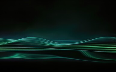 Abstract Neon Green Waves with Dark Background