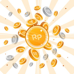 Explosion Of Rupiah Coins Vector Illustration