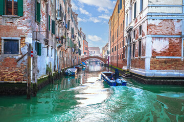 Turquoise channel in Venice architecture view