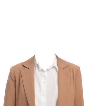 Outfit replacement template for passport photo or other documents. Formal wear isolated on white
