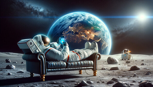 Relaxing on Moon Sofa with Live Earth View